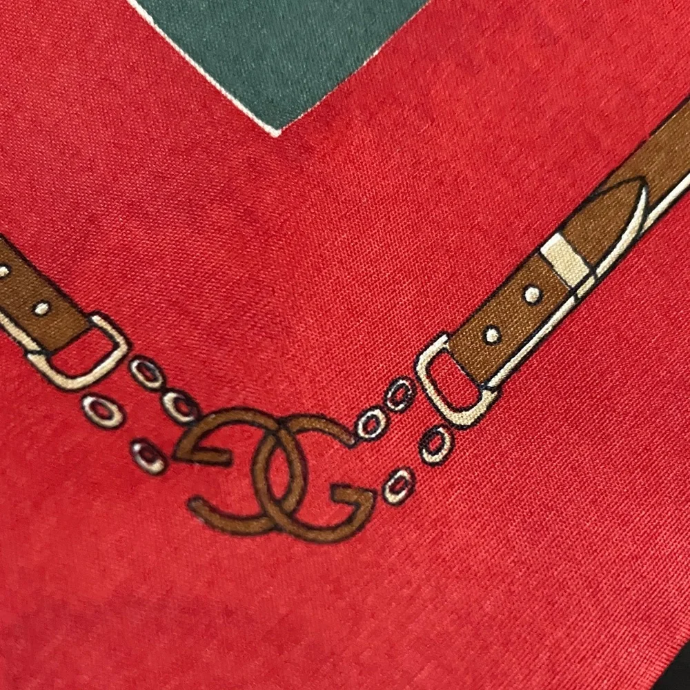 Gucci Green and Red Horseshoe Pattern Tie - Picture 4 of 7